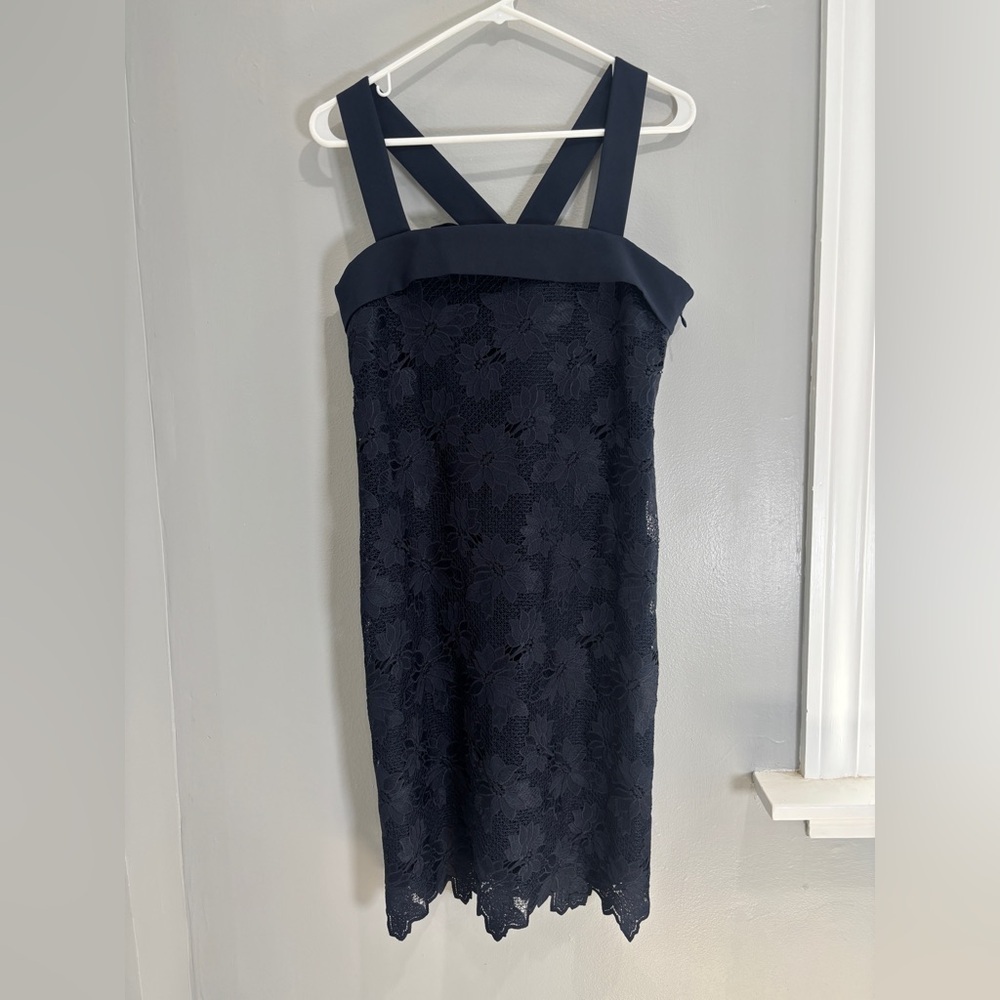 Banana Republic Navy Lace Crossback Sheath Dress
